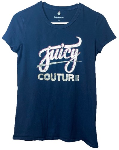 JUICY COUTURE Rhinestones Bling Black Size Small T-Shirt S/S - Picture 5 of 6