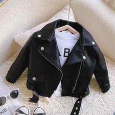 1-6Y Spring Autumn Handsome Jackets Boy and Girls Leather Washed Leather Jackets