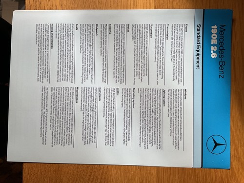 Mercedes 190 brochure, 1988. - Picture 5 of 6