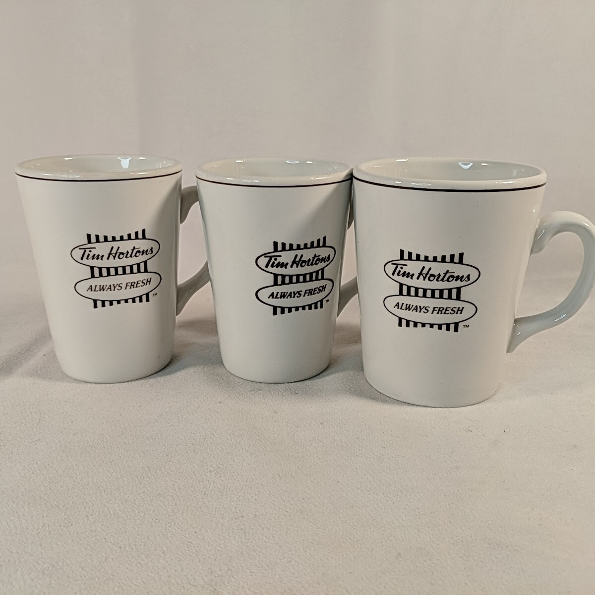 3 Steelite England Tim Hortons Always Fresh Mugs Vintage Cream Brown