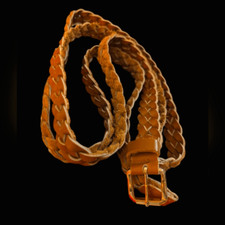 Women's vintage leather braided long belt