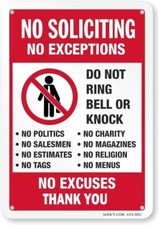 No Soliciting Sign, Funny Decor for House Door Office Business 1 Pack, blue