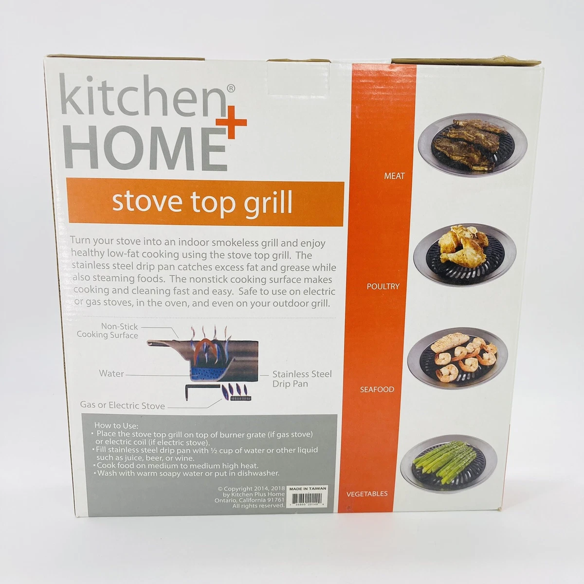 Kitchen + Home Stove Top Grill - Smokeless Nonstick Indoor Grill