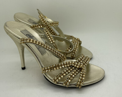 Vero Cuoio Women's Leather Shoes Gold Crystal Size 35 (US 4.5) Retail Italy $719