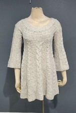 FREE PEOPLE white gray marbled wool blend cable knit sweater dress S