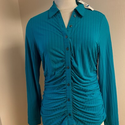 jessica simpson Blouse Size Xl  Tile Blue Long Sleeves