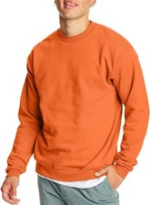 Hanes Men's Ecosmart Fleece Sweatshirt Top Long Sleeve Crew Neck Orange Size XL