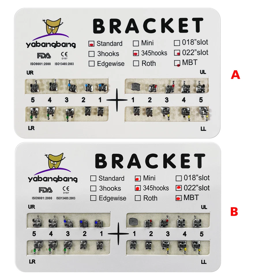 1-100* Dental Ortho Brackets Braces Mini Standard MBT 022.Slot 3-4-5 Hooks ns - Image 2 of 2