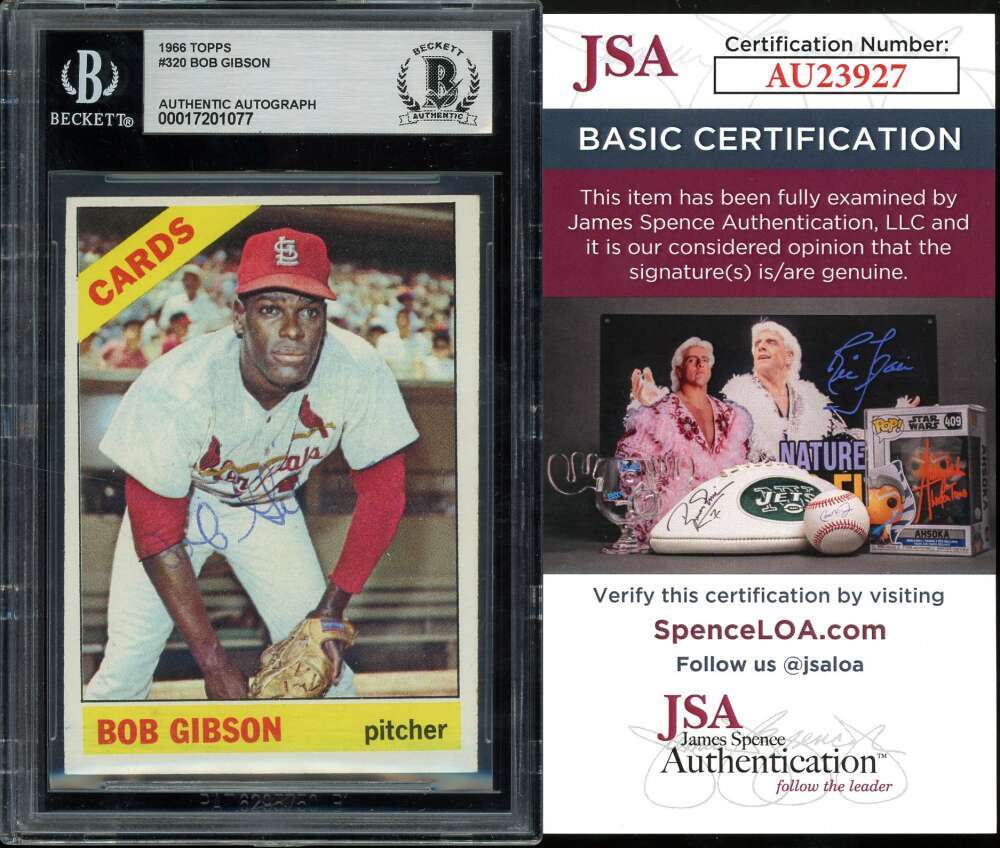 Bob Gibson Beckett BAS JSA COA Signed 1966 Topps Autograph