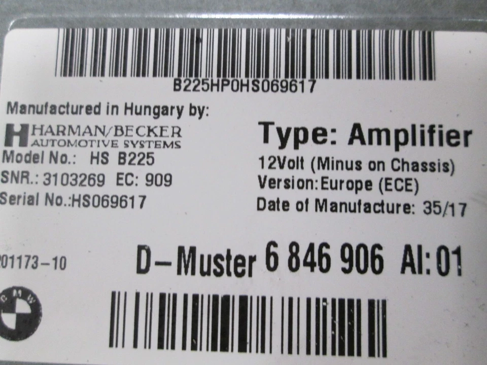 BMW F20 F21 AMPLIFICATORE SET ALTOPARLANTI HARMAN KARDON 6846906 - Immagine 3 di 4