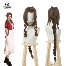FF VII FF7 Aerith Gainsborough Cosplay Wig Curly Twist Braid Hair Wig
