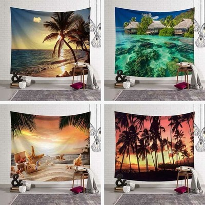 Wall Hanging Bohemian Bedspread Hawaiian Tropical Palm Tree Leaves Tapestry