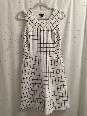 J.CREW A-Line Windowpane Tweed Dress White and Navy Blue Size 10 Pockets Lined | eBay J.CREW A-Line Windowpane Tweed Dress White and Navy Blue Size 10 Pockets Lined | eBay