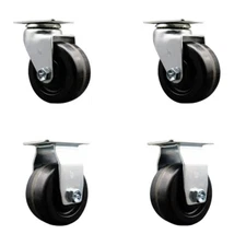 4 Inch Phenolic Caster Set with Roller Bearings 2 Swivel 2 Rigid SCC