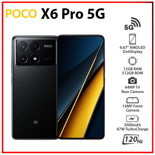 Xiaomi Poco X6 Pro Smartphone – 512 GB Speicher, 64 MP Kamera, 1,5K Display, 5000 MAh, Snapdragon 7s Gen 2