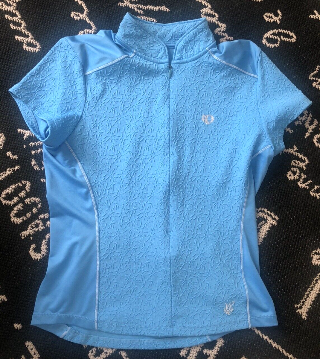 PEARL IZUMI PRO CYCLING Sz S Blue Bike Top S/S Textured Knit 1/2