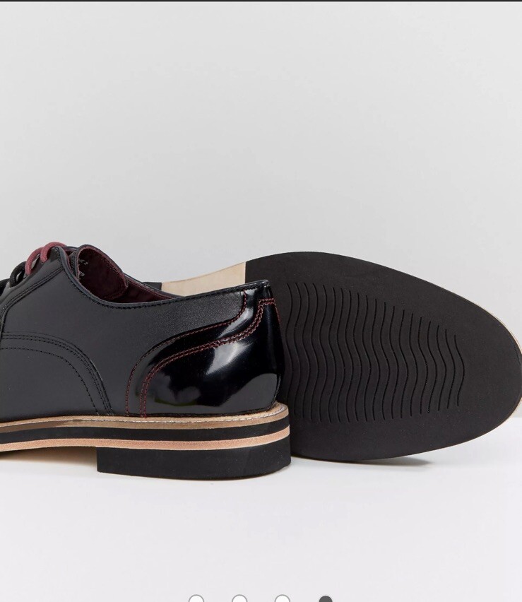 Ted Baker Braythe 2 Derby Shoes In Navy Blue Leather Size 10 