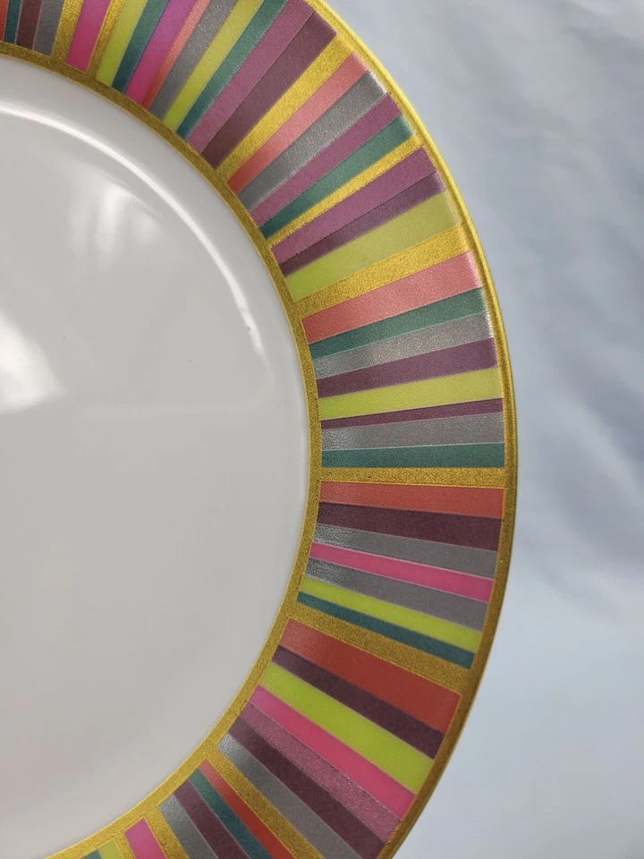 Pottery Barn Set/8 "Stripe" Salad Plates Multicolor Plates Colorful       13 - Image 4 of 4