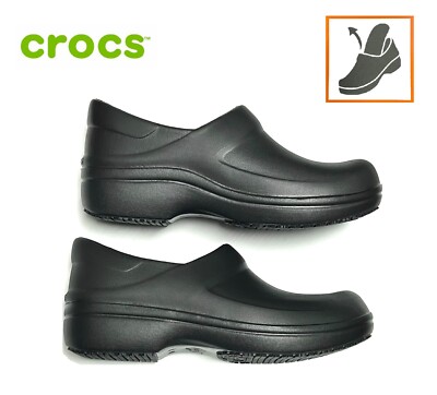 Crocs Dual Comfort Slip Resistant Waterproof Black Slip-On Clogs Women's 7