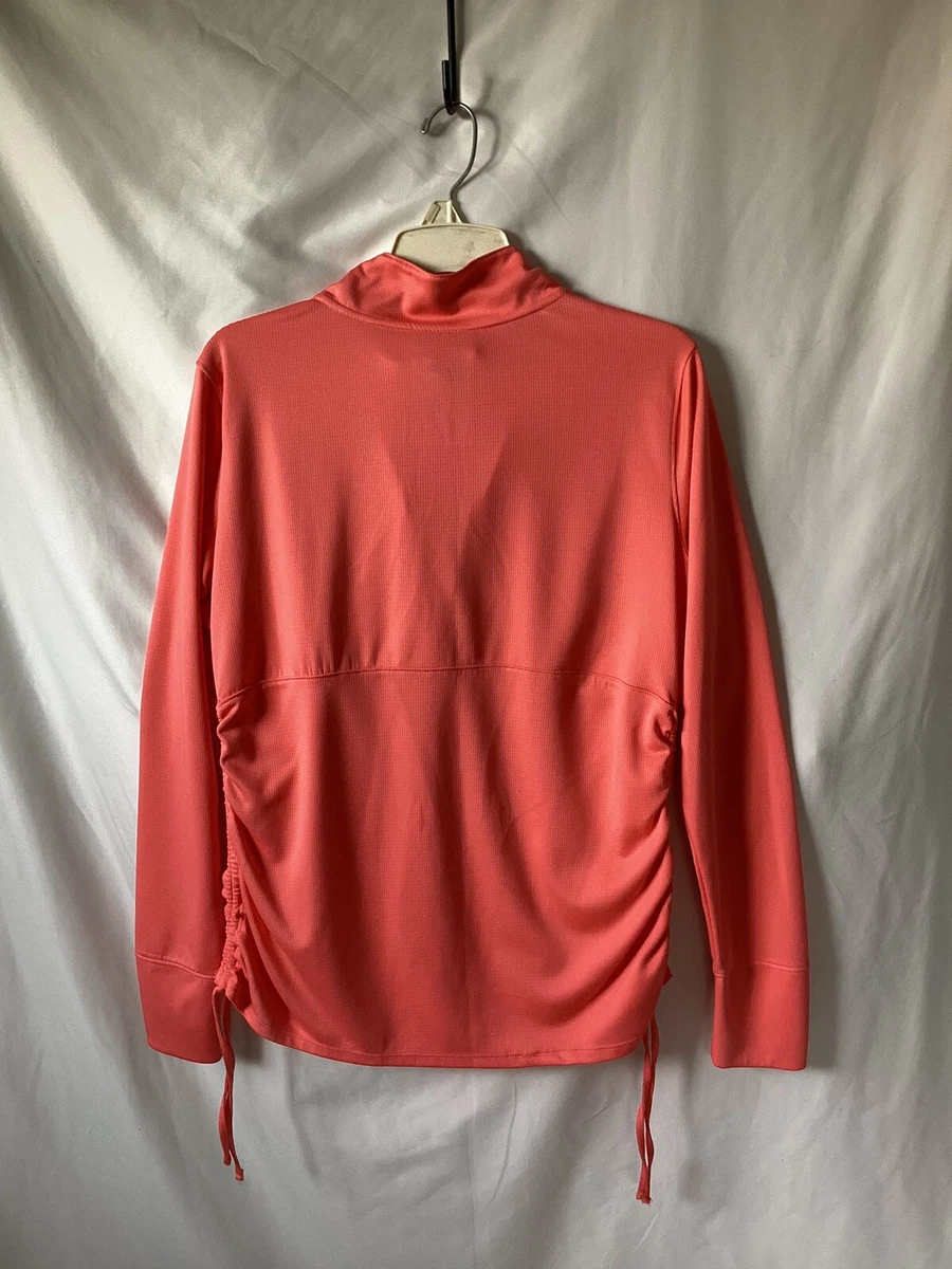 NWOT Avia Womens Coral LS Gathered Sides Athletic Wear 1/2 Zip