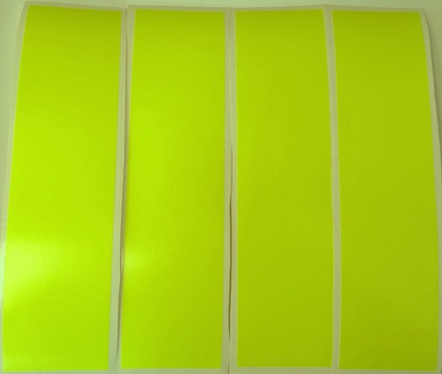 4 X YELLOW FLUORESCENT STRIPS OF VINYL/TAPE 8" x 2"  VEHICLES/ARTS AND CRAFTS. - Picture 1 of 1