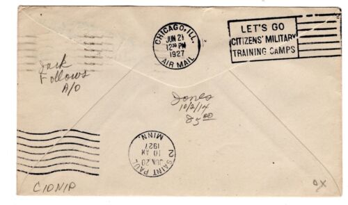 C10 Lindbergh 1927 Airmail FDC - Jack Follows Hand-drawn Add-On Nickles - Picture 2 of 2