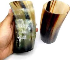 "Authentic Horn Viking Drinking Mug – Medieval Style Tankard for Ale, Beer,