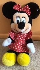 Vintage Disneyland Walt Disney World Minnie Mouse Plush Doll Red Dress 1980's
