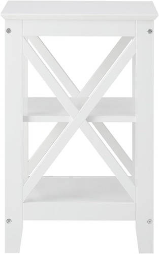 End Table with 3-Tier Shelf Sofa Side Table Coffee beside Table White - Picture 9 of 9