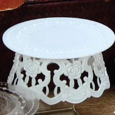 Plastic Cake Top WHITE Base stand Rose design 4.5" x 2.25" Choose Package Amount