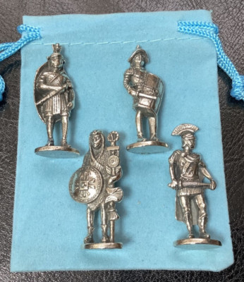 4er Set römische Militär Silber Zinn Figuren (W)