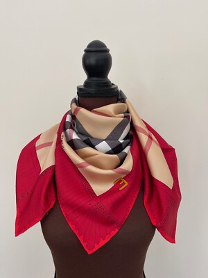 Unisex Classic Burberry Scarf NWT House Beige Check Red  display picture 1