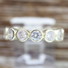 VINTAGE BRILLIANT ETERNITY BAND STERLING SILVER 925 RING SZ 6.25 RETRO PRETTY