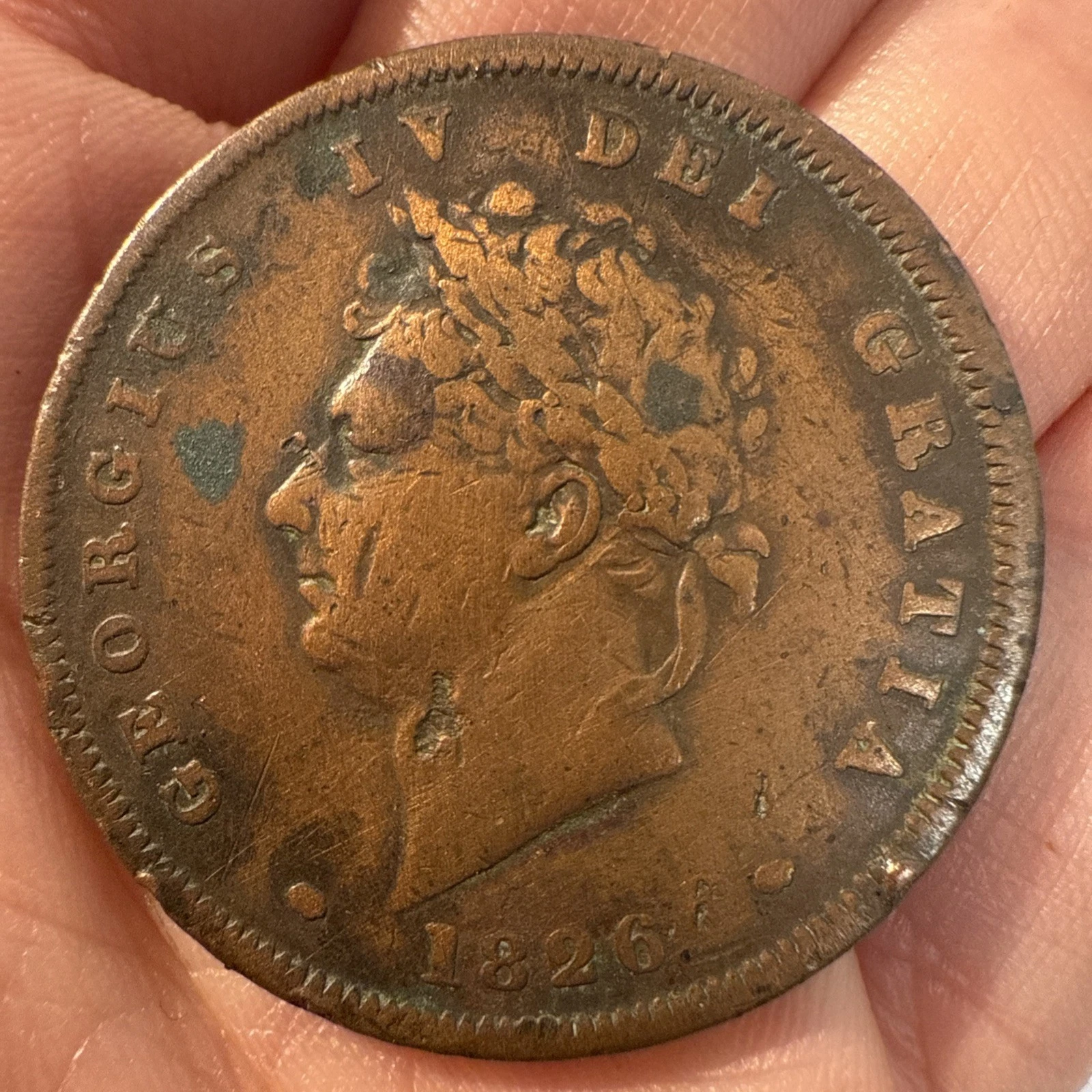 Monnaie 1/2 Penny Georgius IV Dei Gratia 1826 Brittaniar Rex