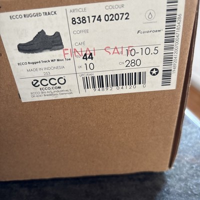BRAND NEW IN BOX Men's 10.  ECCO Rugged  Track WP Moc Toe  Coffee Color .