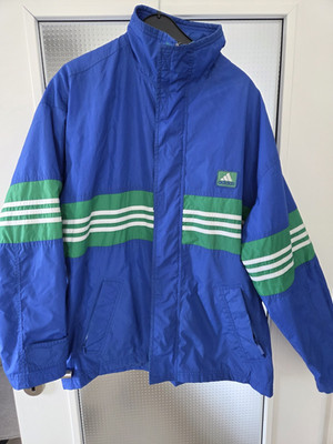 adidas Herren Windbreaker Jacke M blau/grün/weiß Stehkragen Taschen Zip