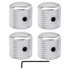 4Pcs High Quality Metal Chrome Guitar Bass Knobs 6mm Diameter Potentiometer Cap 
