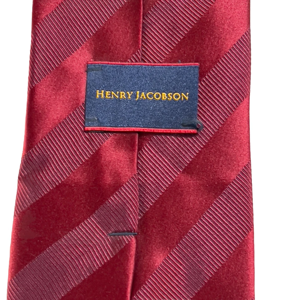 Corbata Henry Jacobson diseño a rayas rojas 100 % seda usada en excelente estado Foto 4 de 4