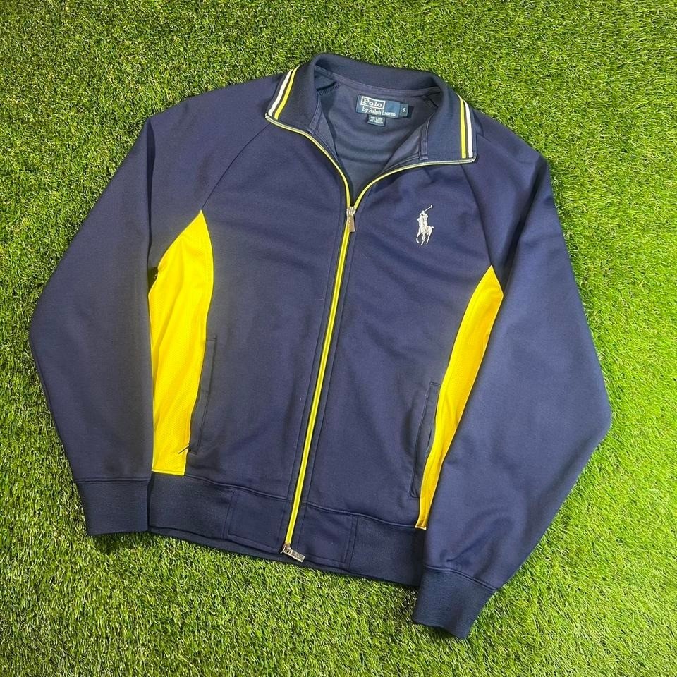Vintage 00s Polo Ralph Lauren Blue Track Jacket Long Sleeve Big Pony Size Large