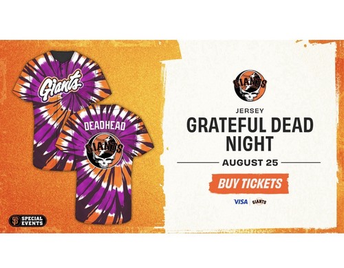 San Francisco SF Giants Extra Large 8/25/26 Grateful Dead Night Jersey XL