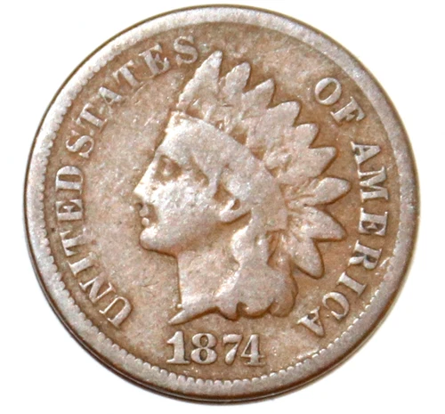 1874 Indian Head Cent - Very Good - #1684E
