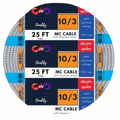 10/3 Metal Clad Cable (MC) Aluminium Armor Stranded Copper Conductor