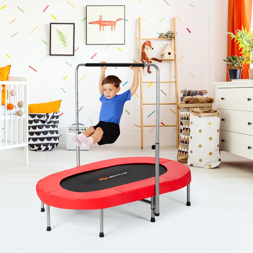 Trampolín Plegable Doble Mini Niños Fitness Reboteador con Mango Ajustable Rojo Foto 3 de 4