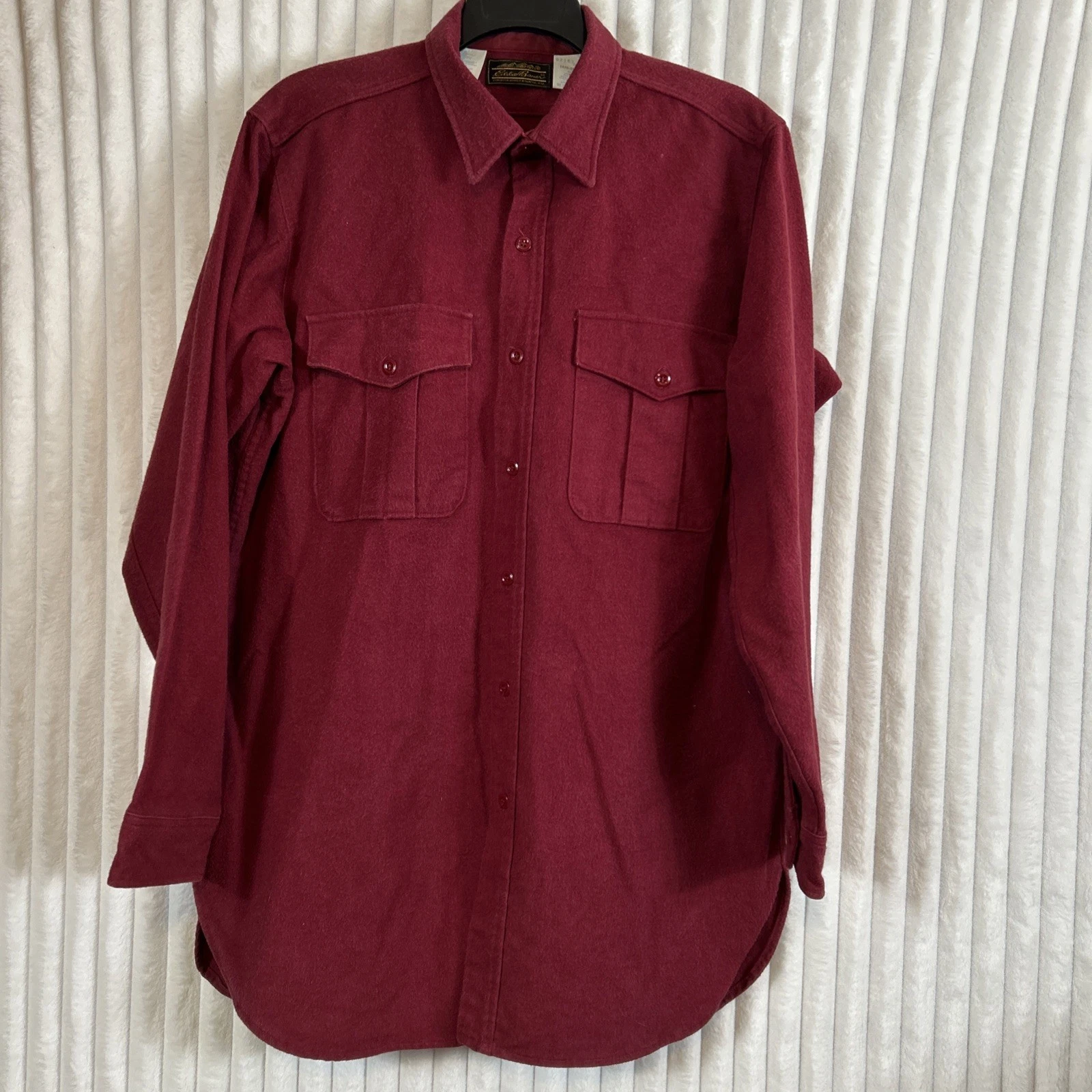 Vintage Eddie Bauer men's Maroon flannel chamois shirt. XL Tall