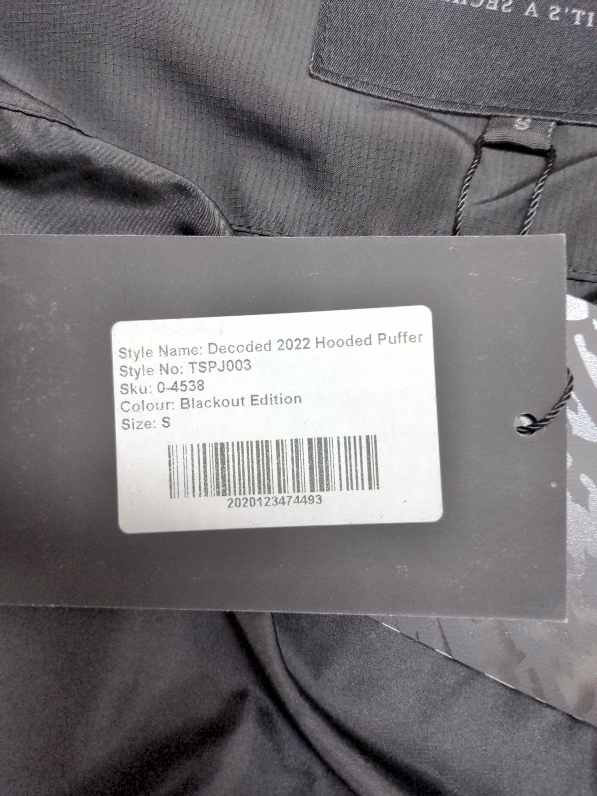 New Trapstar Decoded 2022 Hooded Puffer Blackout Edition Sz S - second product detail image