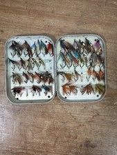 Vintage Wheatley S L Malloy Slim Metal Fishing Fly Box With Flies