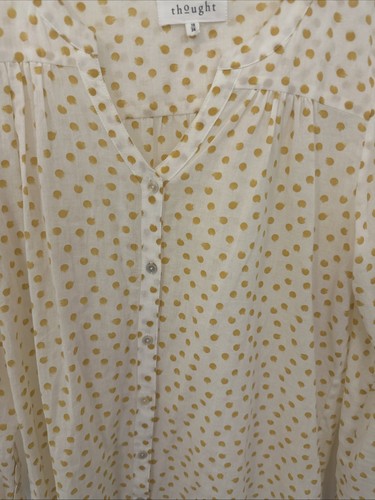 Preciosa Blusa Thought London Nueva sin Etiquetas Crema Manchas Ocre Talla 10 - Imagen 2 de 8
