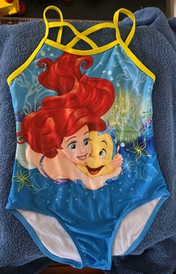 Disney Princess Ariel Swimsuit Blue 1 Piece Youth Size 7/8