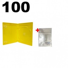 100 PREMIUM STANDARD Solid Yellow Blu-Ray Single Cases 12MM  100 OPP Bags