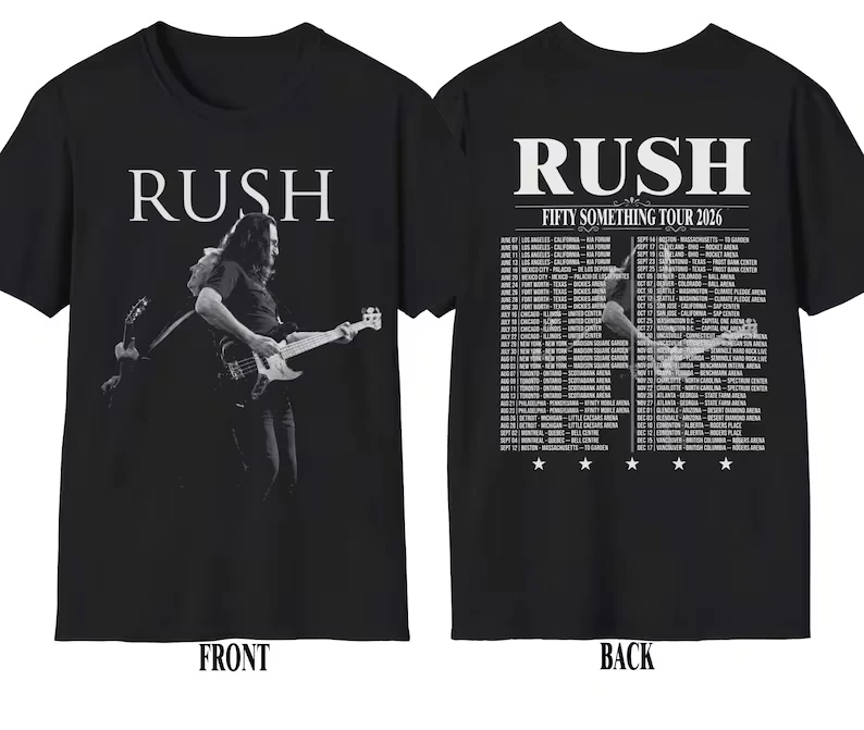 Rush Band Double Sided T-Shirt, Fifty Something Tour 2026